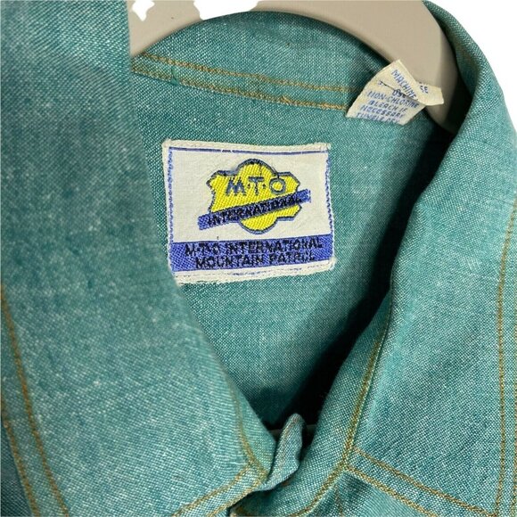 Vintage MTO Button Up Men's XL Green‎ LS Sleeve 90s Jade *Flaw Read** - Picture 7 of 10